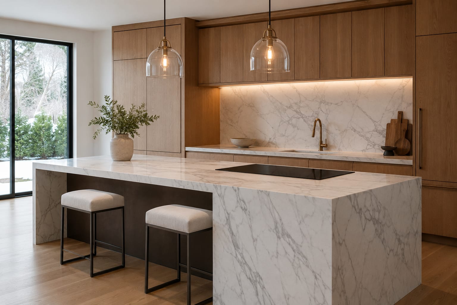 Luxury Parker, Colorado kitchen with built-in refrigeration and a professional-style range awaiting appliance repair