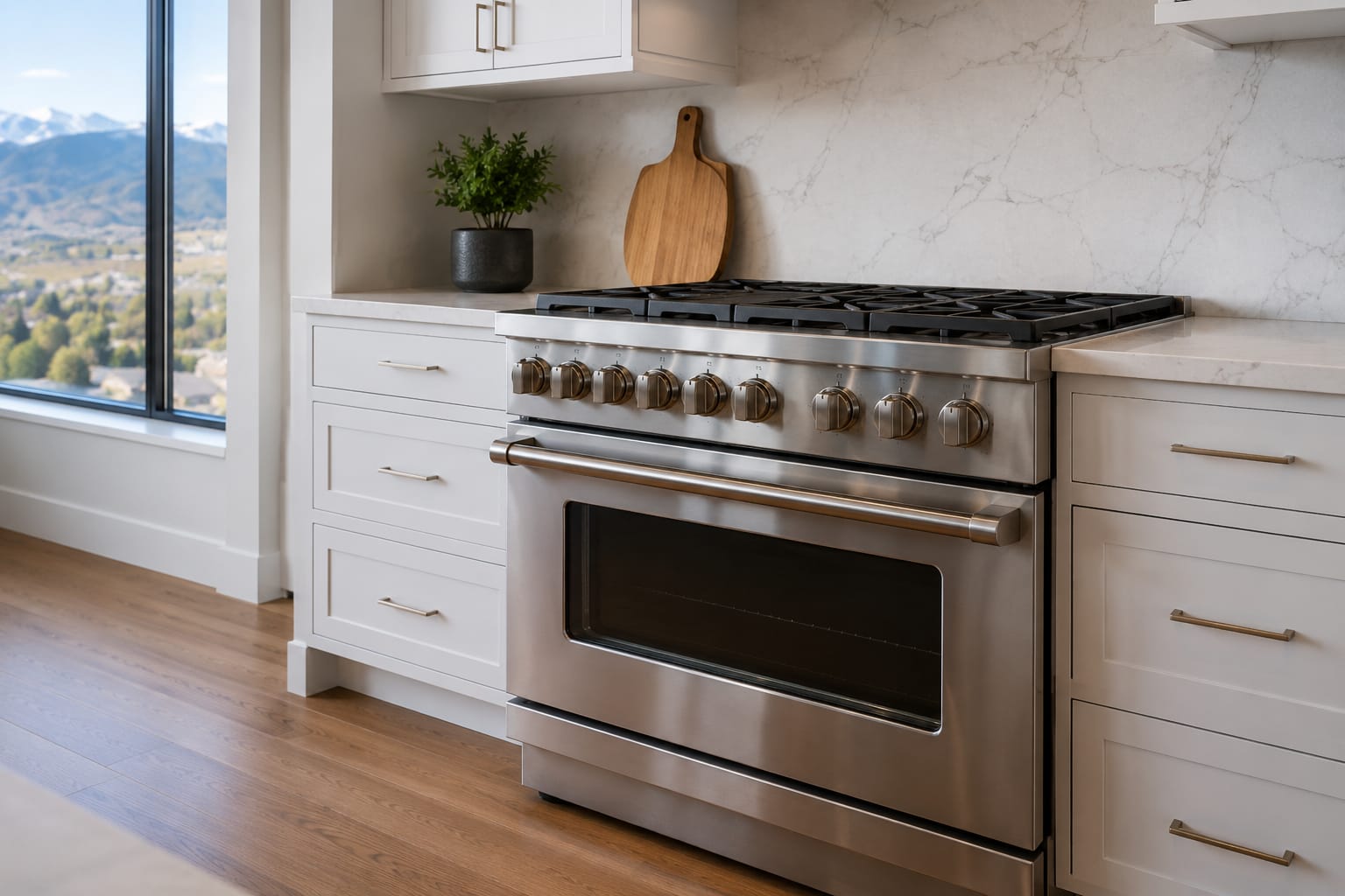 Viking professional range and hood in a Lone Tree, CO kitchen